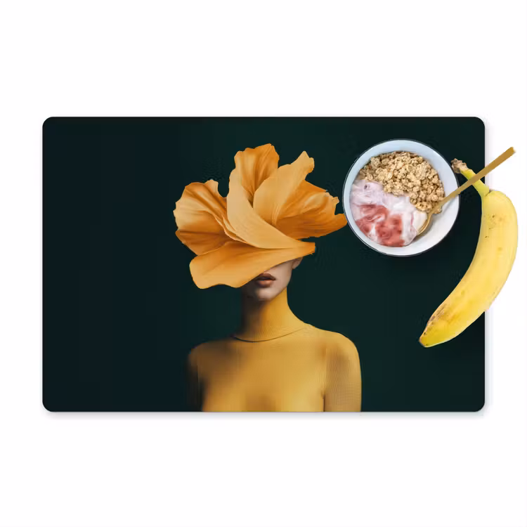 Sets de table en vinyle - Femme - Chapeau - Jaune — 1