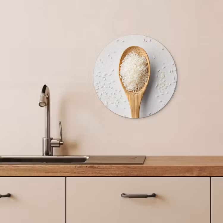 Tableau rond - Bois - Cuillère - Riz — 3