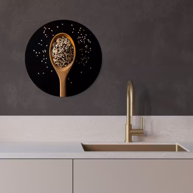 Tableau rond - Sésame - Cuillère - Noir — 2