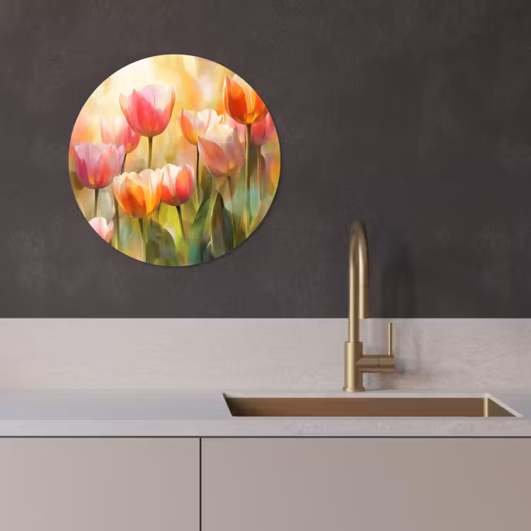 Tableau rond - Tulipes - Fairytale - Coloré — 1