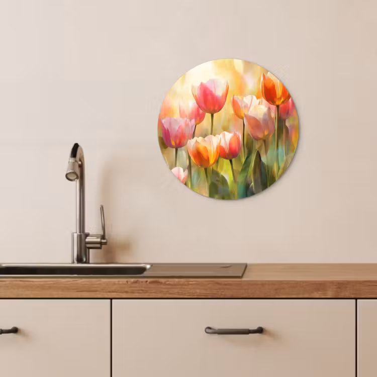 Tableau rond - Tulipes - Fairytale - Coloré — 4