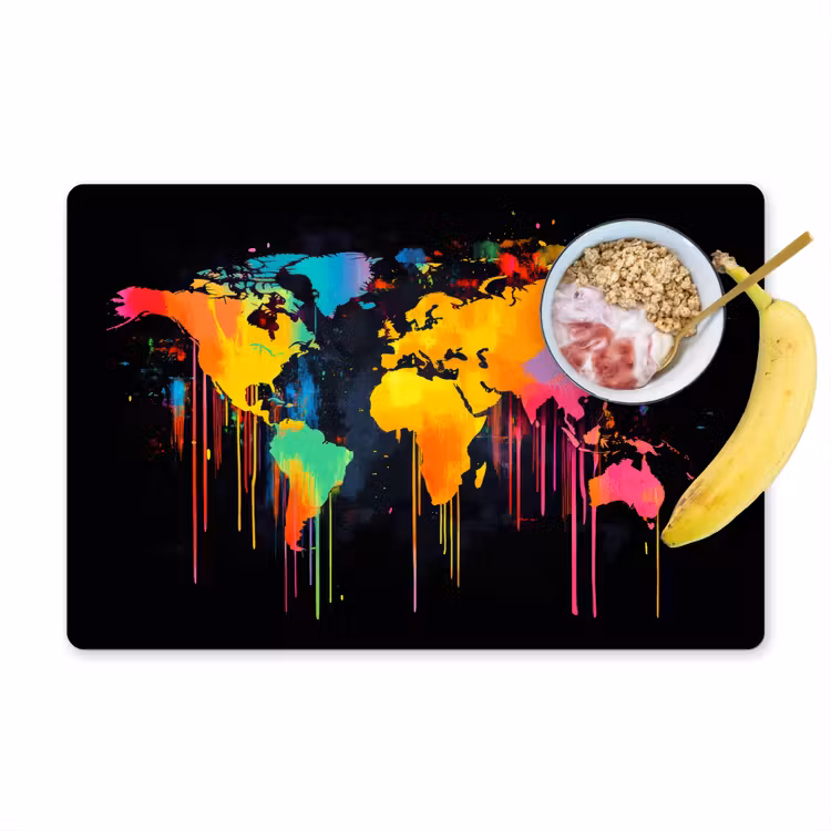 Sets de table - Carte du monde - Peinture - Coloré - Graffiti - Monde — 1