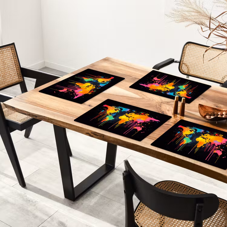Sets de table - Carte du monde - Peinture - Coloré - Graffiti - Monde — 4