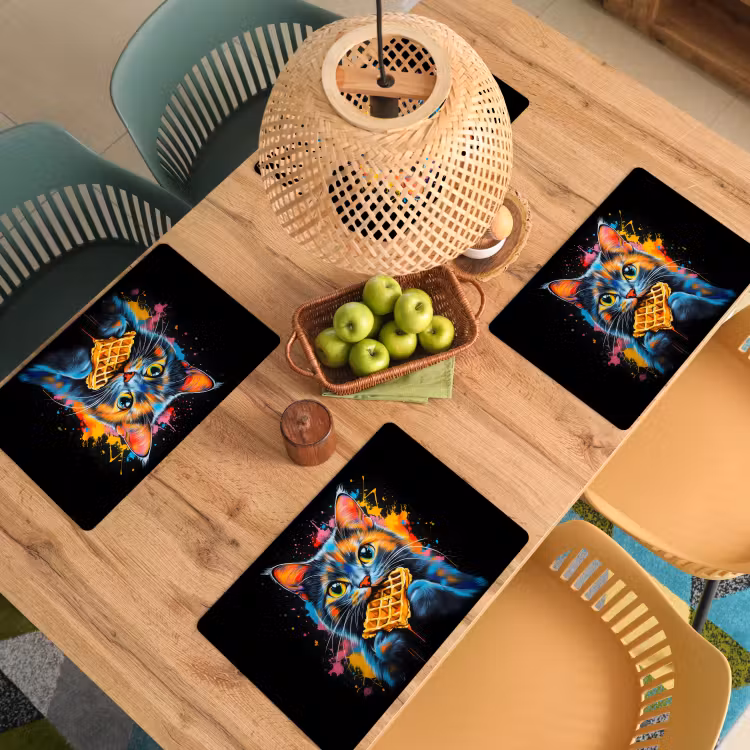 Sets de table - Chat - Graffiti - Coloré - Gaufre - Alimentaire — 3