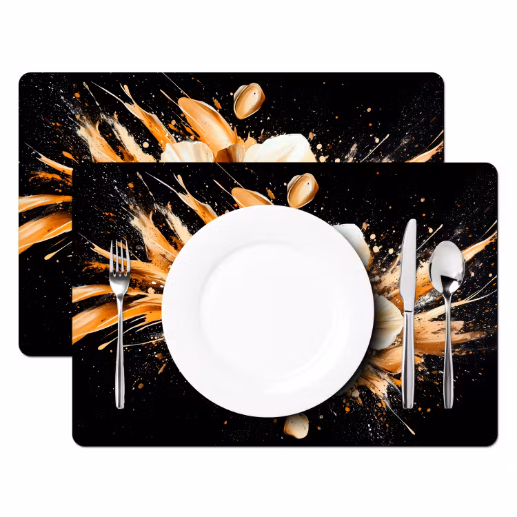 Sets de table - Fleurs - Or - Graffiti - Noir - Abstrait — 2