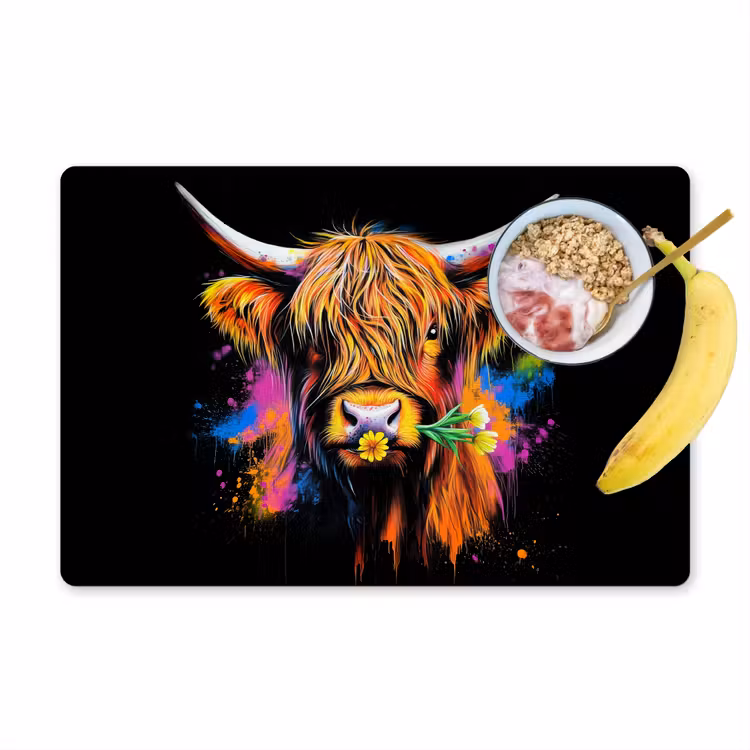 Sets de table - Highlander écossais - Graffiti - Coloré - Fleur - Animaux — 1