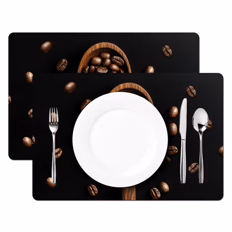 Sets de table - Bois - Noir - Grains de café — 2