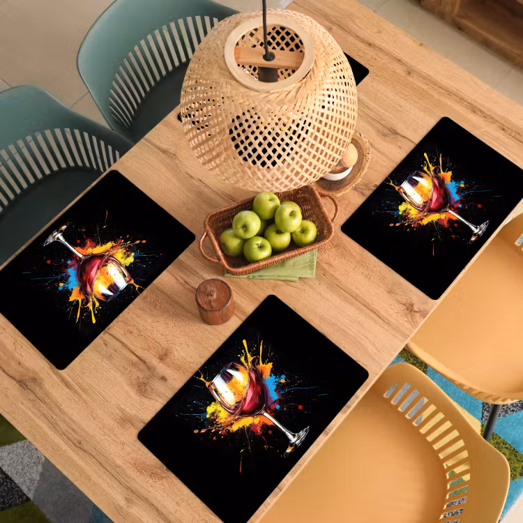 Sets de table - Vin - Verre - Graffiti - Boisson - Rouge - Peinture — 3