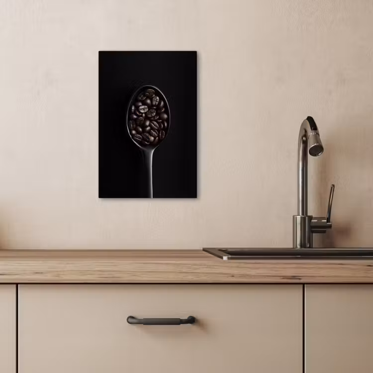 Tableau sur toile - Grains de café - Cuillère - Noir — 2