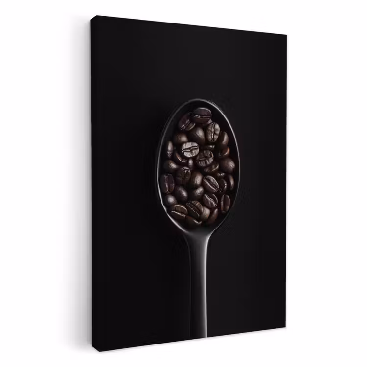 Tableau sur toile - Grains de café - Cuillère - Noir — 3