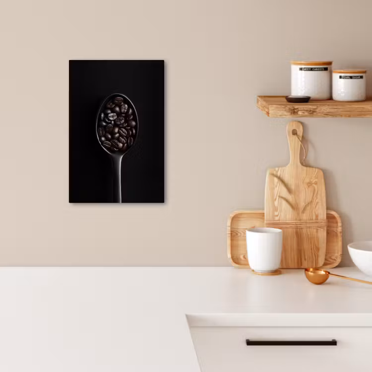 Tableau sur toile - Grains de café - Cuillère - Noir — 4
