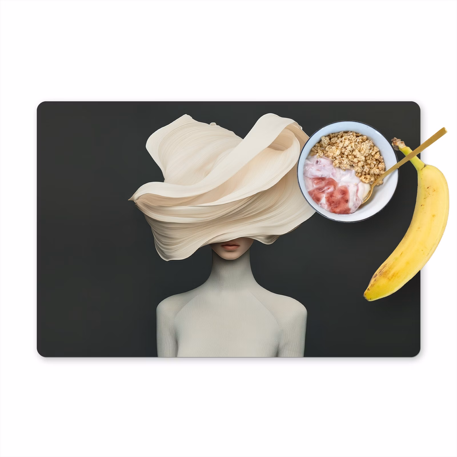 Sets de table en vinyle - Femme - Beige - chapeau — 1
