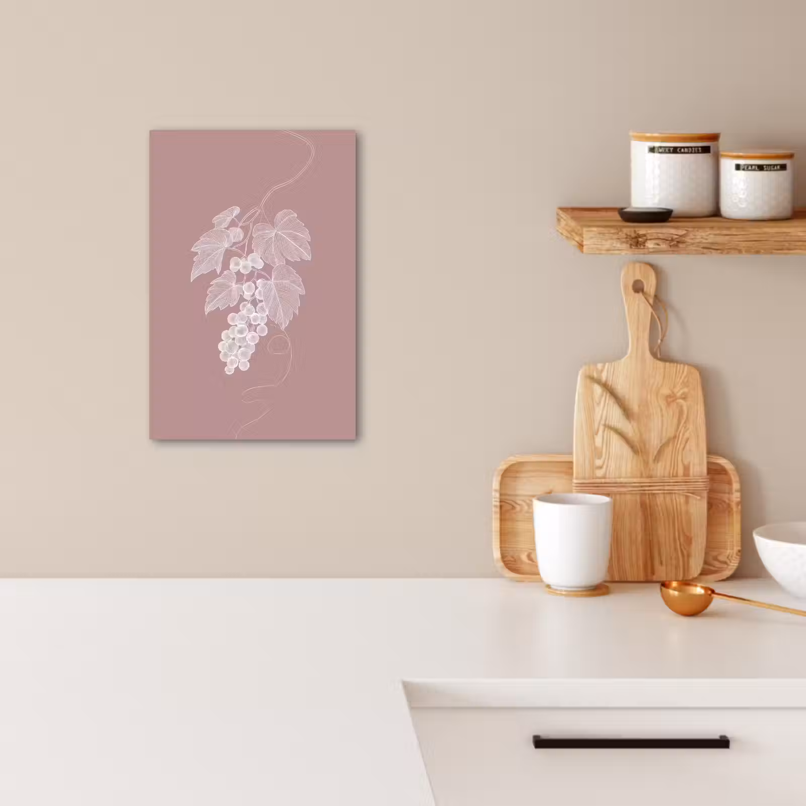 Tableau sur toile - Treillis - Raisins - Illustration - Feuilles — 1