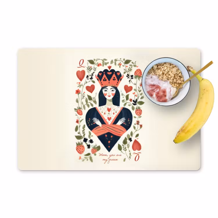 Sets de table - Carte à jouer - Reine de coeur - Fleurs - Coeurs — 1
