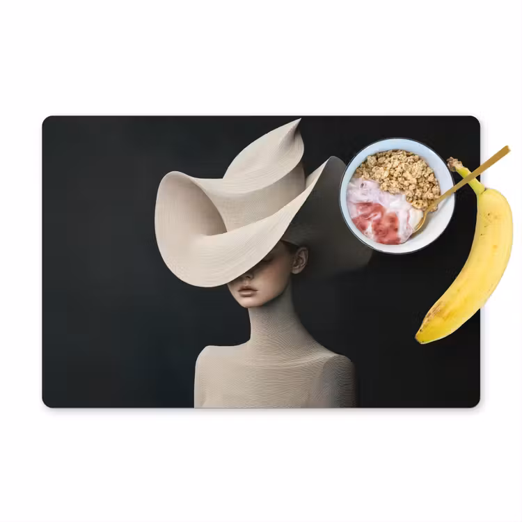 Sets de table en vinyle - Femme - Ondulée - Chapeau — 1