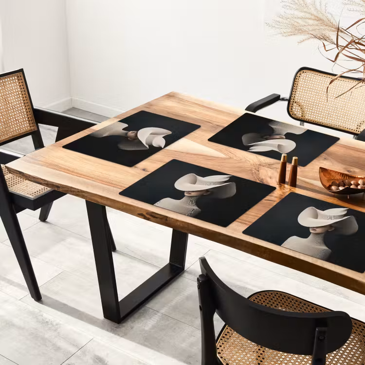 Sets de table en vinyle - Femme - Ondulée - Chapeau — 4