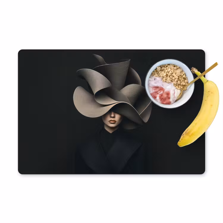Sets de table en vinyle - Noir - Chapeau - Femme — 1