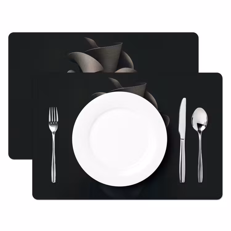 Sets de table en vinyle - Noir - Chapeau - Femme — 2