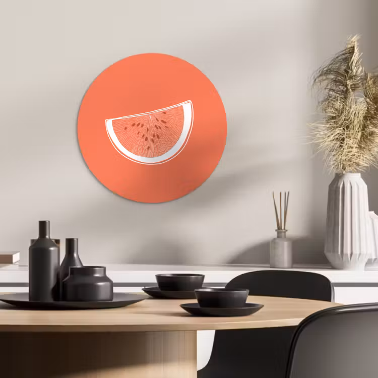 Tableau rond - Pastèque - Lignes - Rouge corail — 4