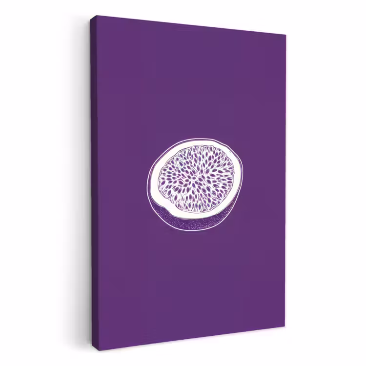 Tableau sur toile - Fruit de la passion - Graines - Violet - Minimaliste — 2