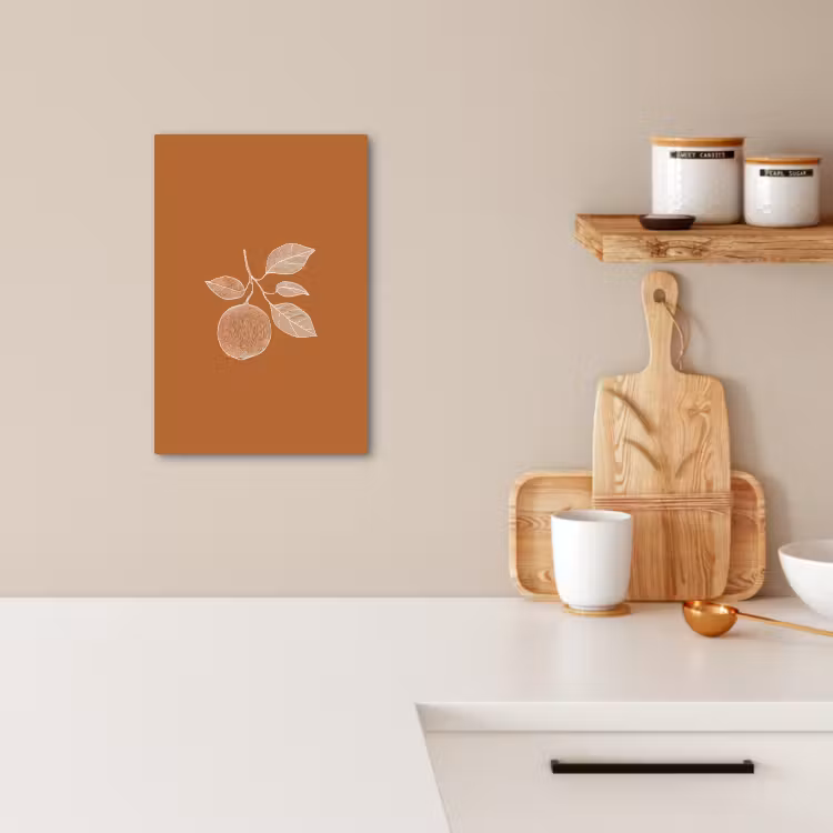 Tableau sur toile - Orange - Dessiné - Feuilles - Marron — 1