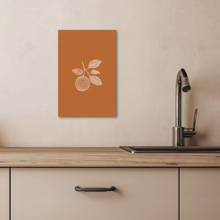Tableau sur toile - Orange - Dessiné - Feuilles - Marron — 4