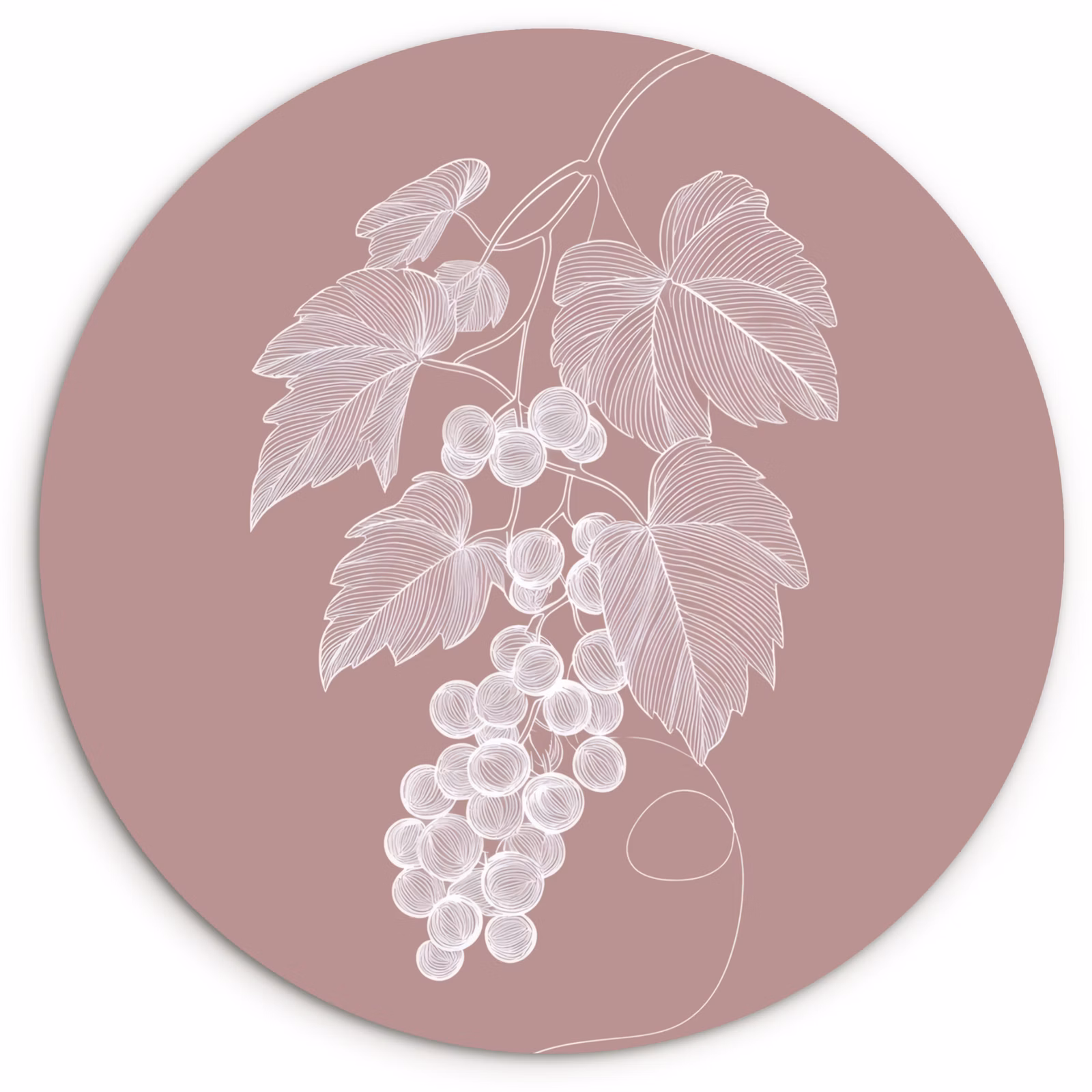 Tableau rond - Treillis - Raisins - Illustration - Feuilles — 1