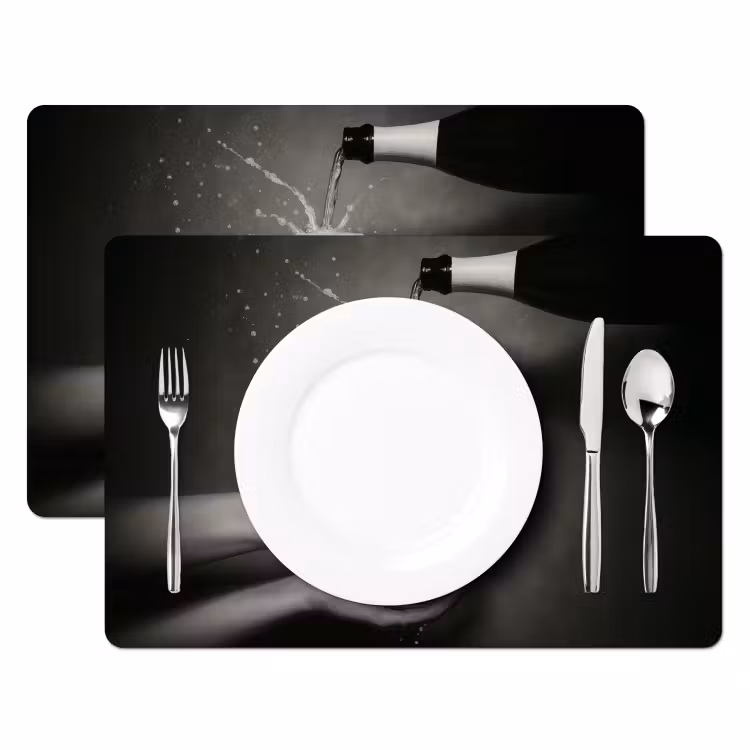 Sets de table - Bouteille de champagne - Verre - Minimaliste - Splashes — 2