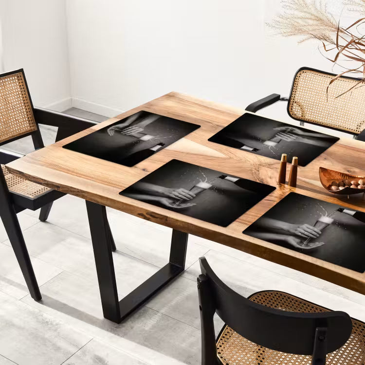 Sets de table - Bouteille de champagne - Verre - Minimaliste - Splashes — 4