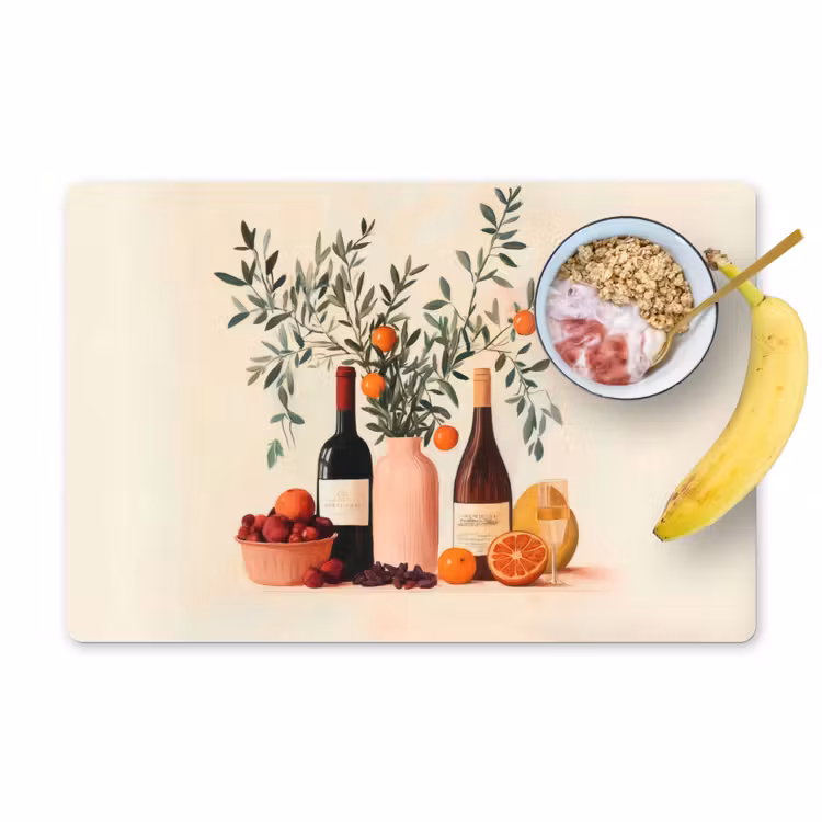 Sets de table en vinyle - Bouteilles de vin - Branches - Oranges — 1