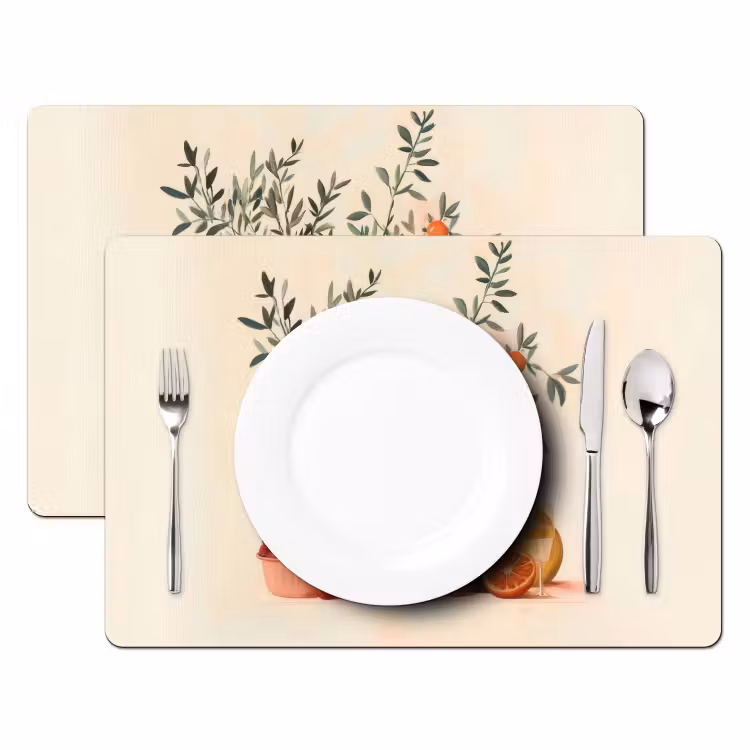 Sets de table en vinyle - Bouteilles de vin - Branches - Oranges — 2