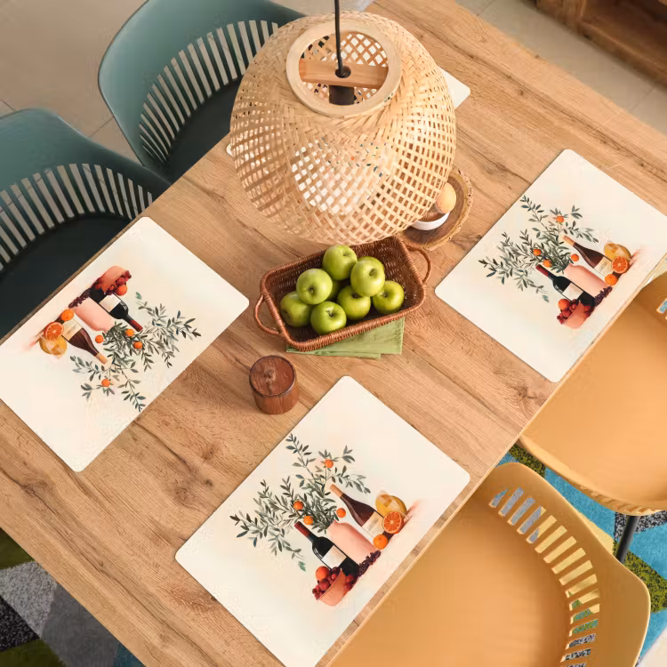 Sets de table en vinyle - Bouteilles de vin - Branches - Oranges — 3