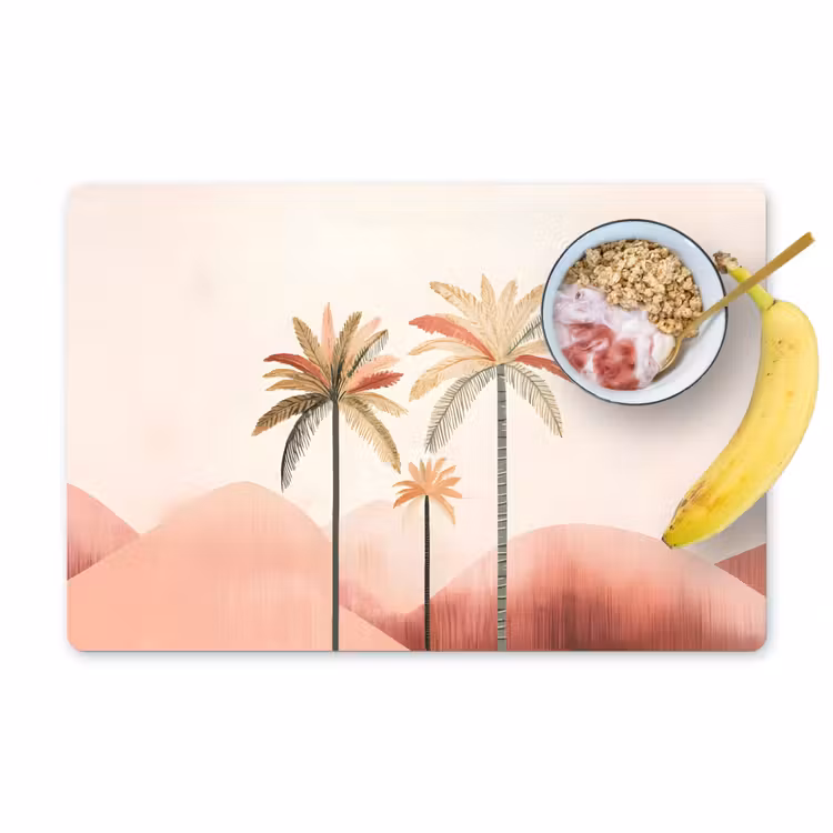 Sets de table en vinyle - Palmiers - Collines - Minimaliste - Rose tendre — 1