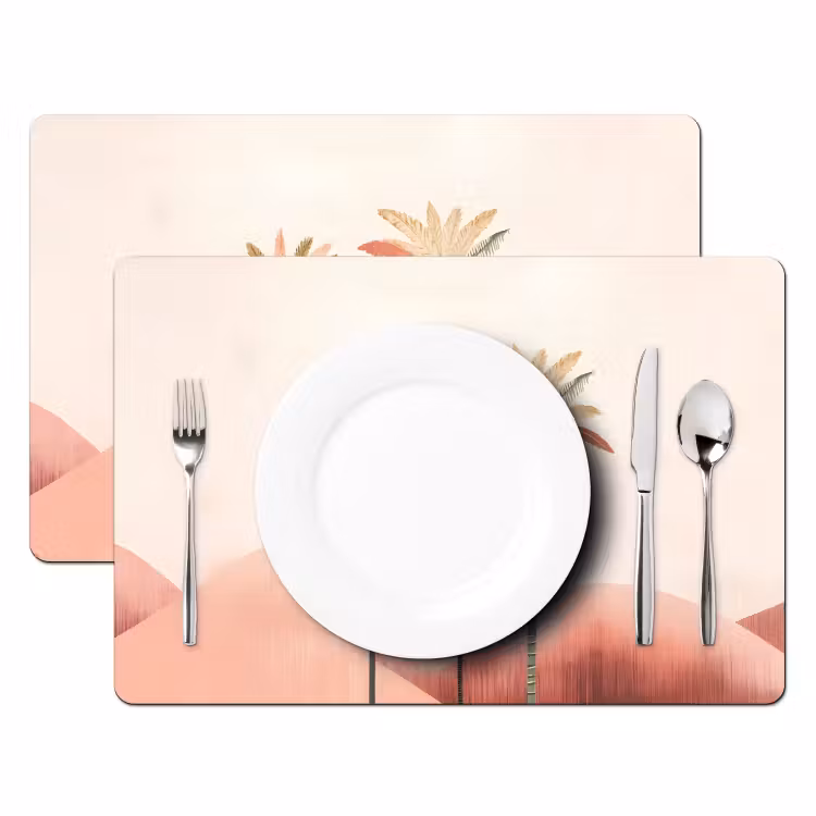 Sets de table en vinyle - Palmiers - Collines - Minimaliste - Rose tendre — 2