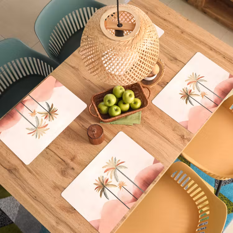 Sets de table en vinyle - Palmiers - Collines - Minimaliste - Rose tendre — 3