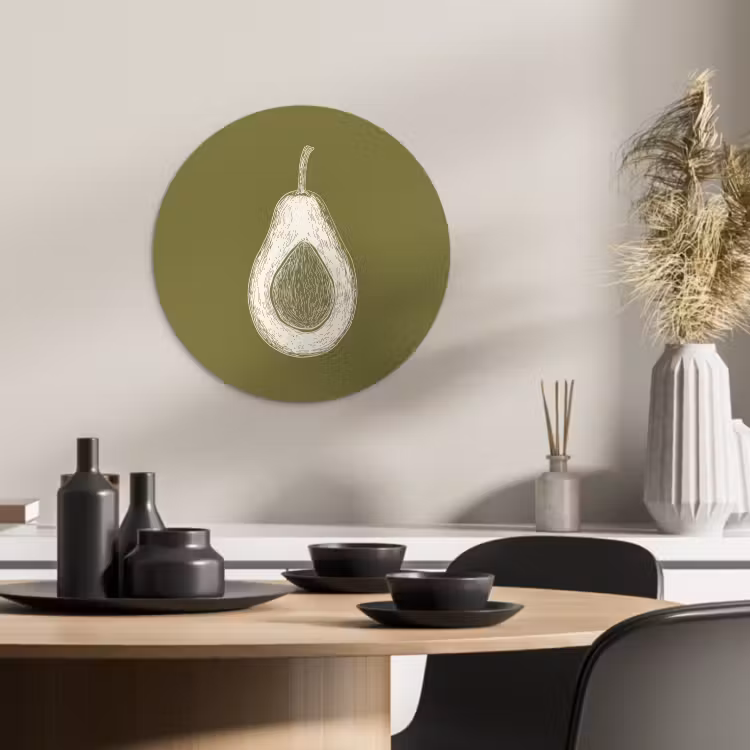 Tableau rond - Avocat - Minimaliste - Illustration - Vert — 3