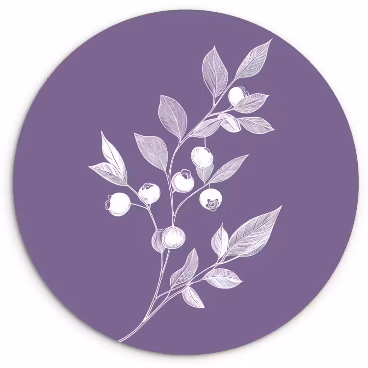 Tableau rond - Branche - Gracieuse - Feuilles - Minimaliste — 1
