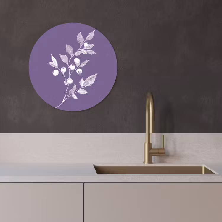 Tableau rond - Branche - Gracieuse - Feuilles - Minimaliste — 2