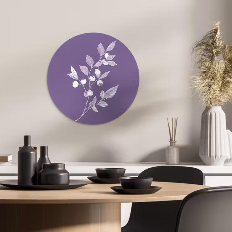 Tableau rond - Branche - Gracieuse - Feuilles - Minimaliste — 4