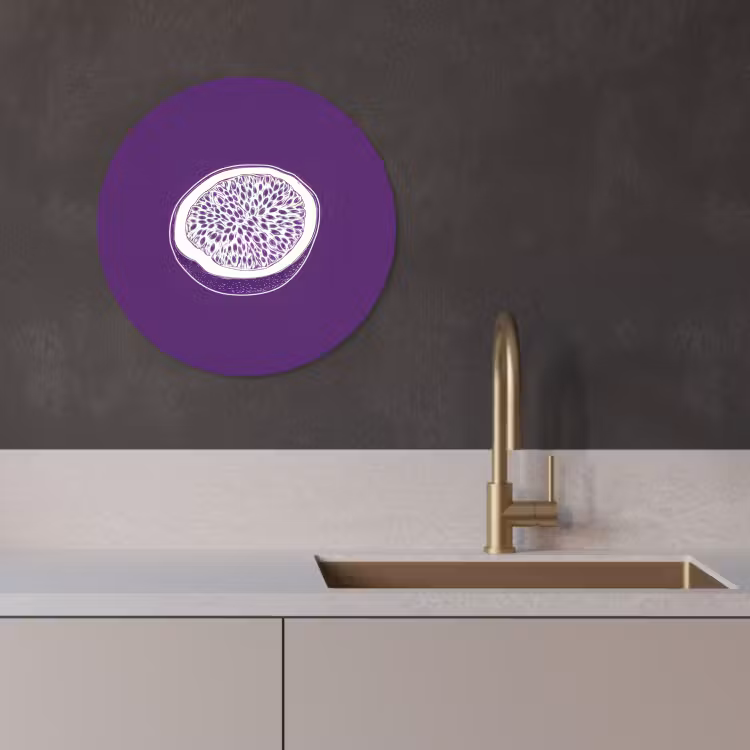 Tableau rond - Fruit de la passion - Graines - Violet - Minimaliste — 4