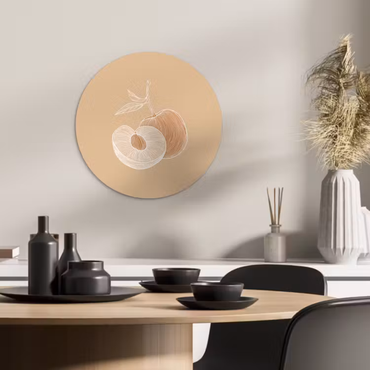 Tableau rond - Pêche - Dessin au trait - Fosse - Beige — 3