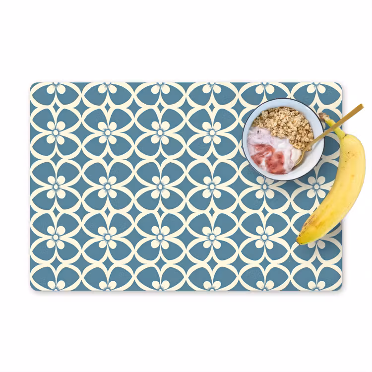 Set de table – 6 pièces - Motif - Symétrique - Bleu — 1