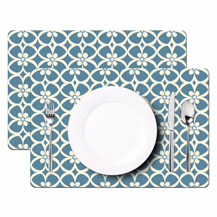 Set de table – 6 pièces - Motif - Symétrique - Bleu — 2