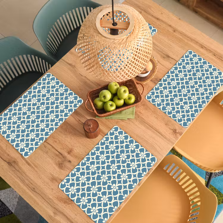 Set de table – 6 pièces - Motif - Symétrique - Bleu — 3