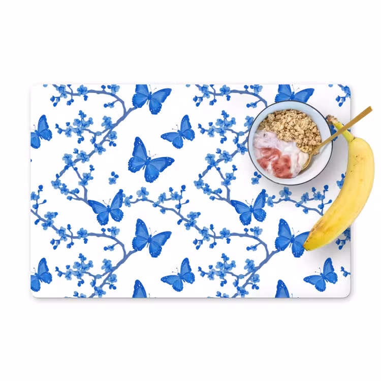 Set de table – 6 pièces - Papillon - Fleurs - Bleu — 1
