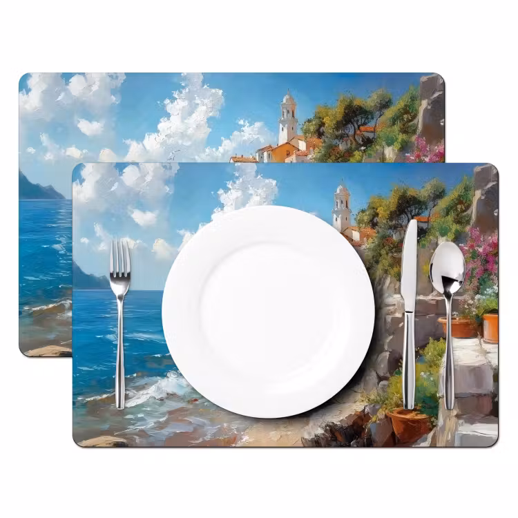 Sets de table en vinyle - Bateaux - Rochers - Mer - Soleil — 2