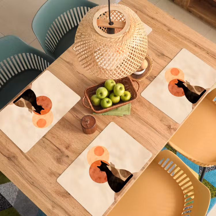 Sets de table en vinyle - Chats - Noir - Abstrait - Cercles — 3