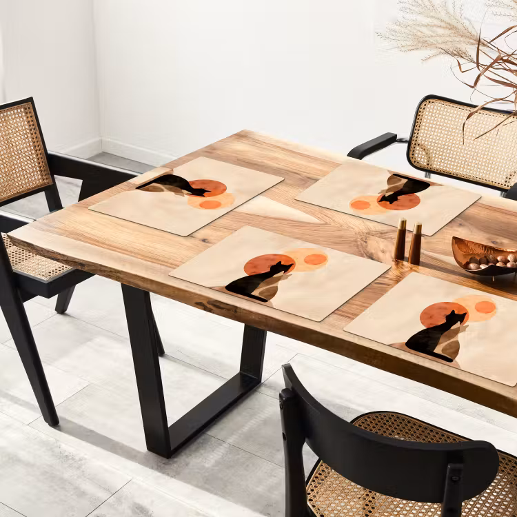 Sets de table en vinyle - Chats - Noir - Abstrait - Cercles — 4
