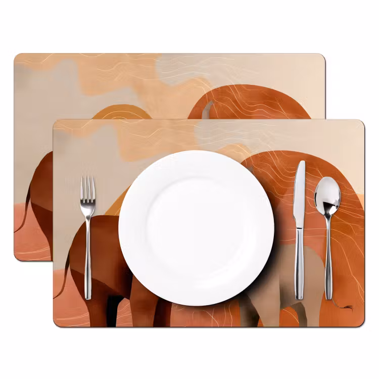 Sets de table en vinyle - Éléphants - Orange - Abstrait — 2