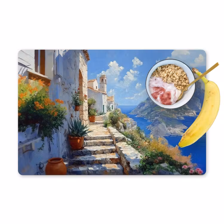 Sets de table en vinyle - Escaliers - Maisons - Paysage de montagne - Mer — 1